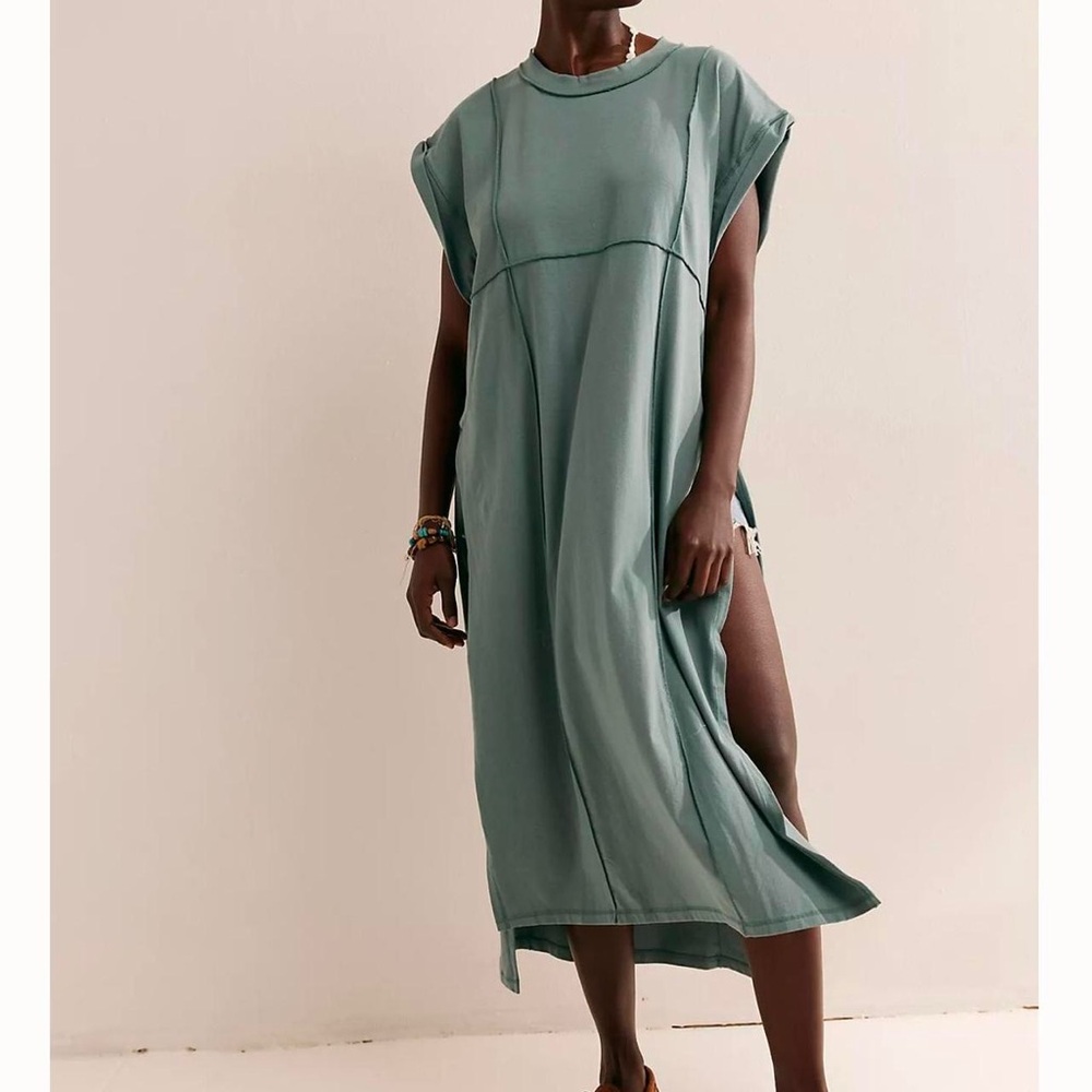 FREE PEOPLE Intimately Mila Shirt Dress in Dried Green Lace NWOT